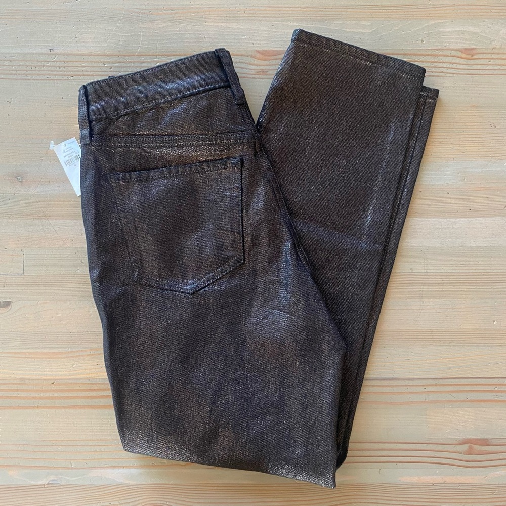 NWT Old Navy High Rise OG Straight Ankle Black Shine Sparkle Jeans 0 - Picture 3 of 8
